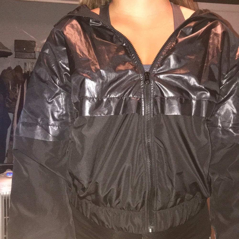 Black Hooded Windbreaker